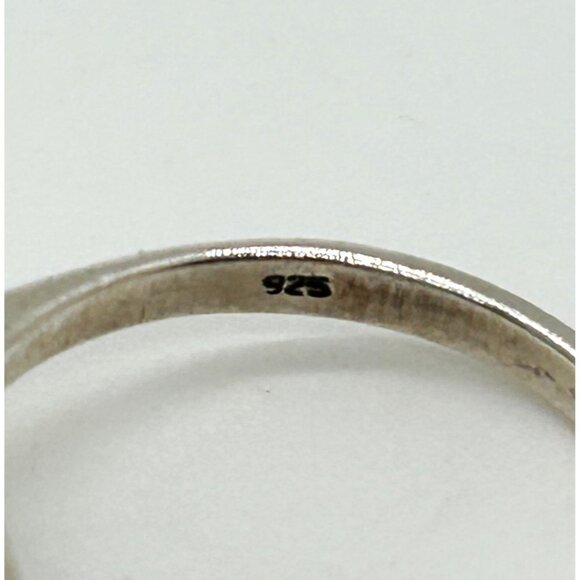 Vintage Sterling Silver Ring Blue Stone Marcasite Art Deco Revival1980s Size 7 - Picture 5 of 12